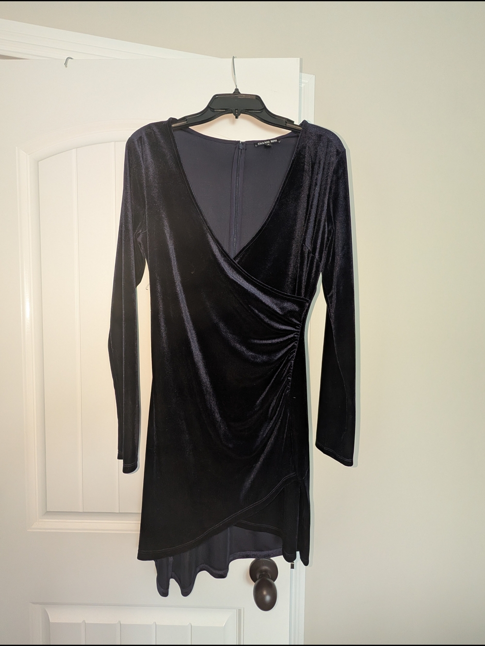Gianni Bini Velvet Long-Sleeve Mini Dress - Navy